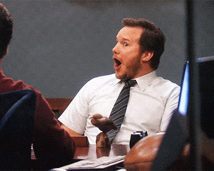 An excited, wide-eyed reaction